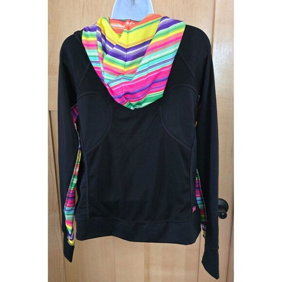 Fila Hooded Zip-Up Jacket Colorful rainbow Striped Accents workout outdoors gym - Picture 2 of 9